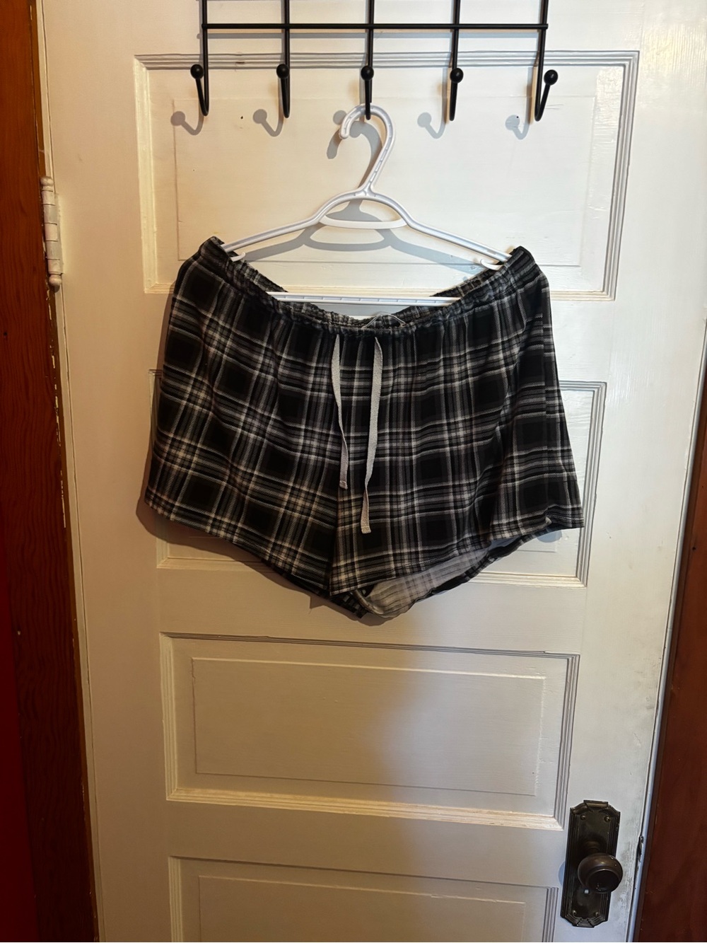 Black & White Plaid Drawstring Lounge Shorts